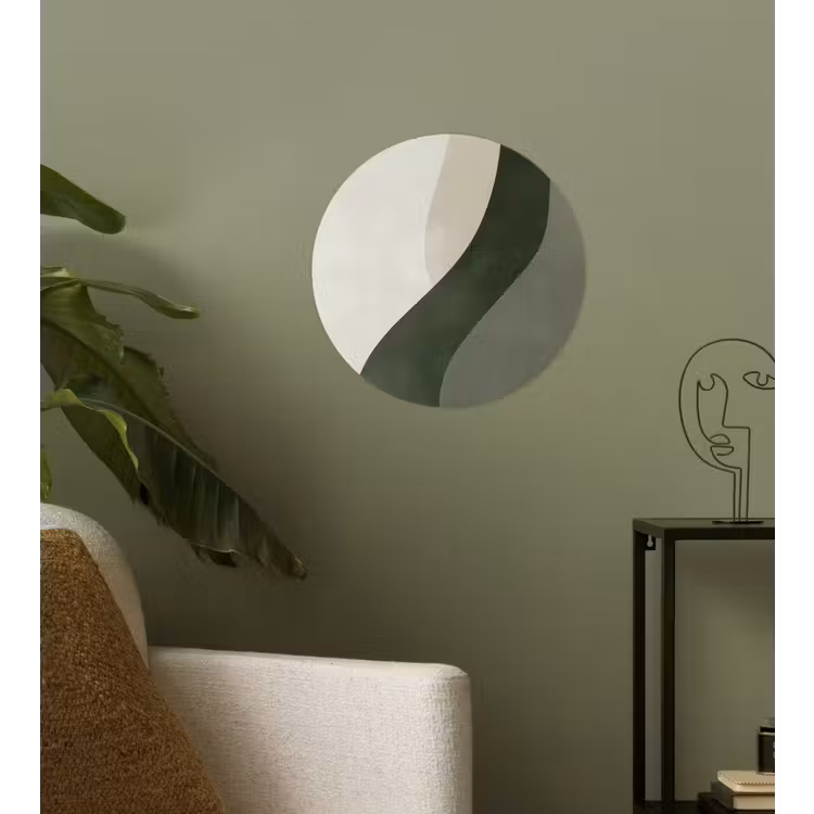 Japandi - Groen - Abstract - Modern Wandcirkel behangsticker klein -sfeer2