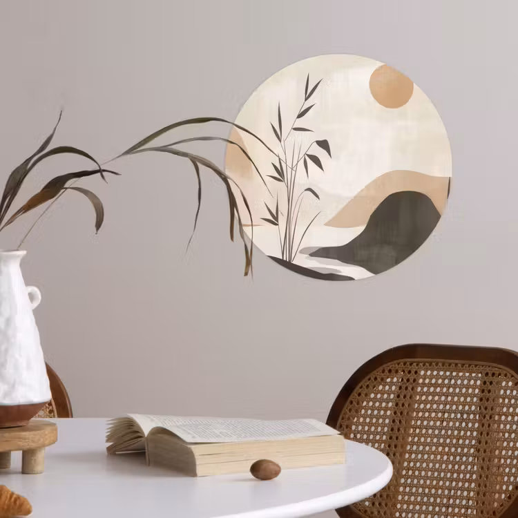 Japandi - Landschap - Beige Wandcirkel behangsticker klein -sfeer3