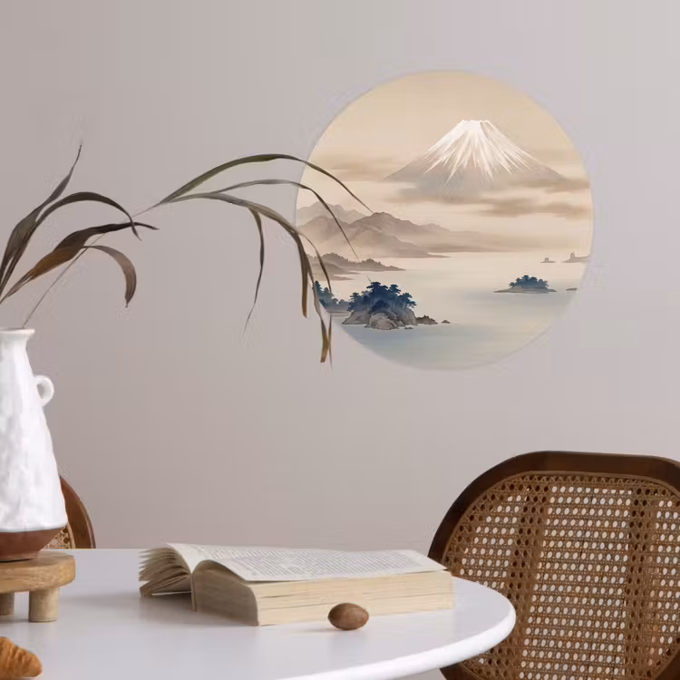 Japans - Landschap - Beige Wandcirkel behangsticker klein -sfeer3