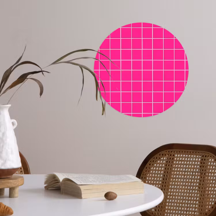 Tegels - Vierkant - Fuchsia Wandcirkel behangsticker klein 186 -sfeer3