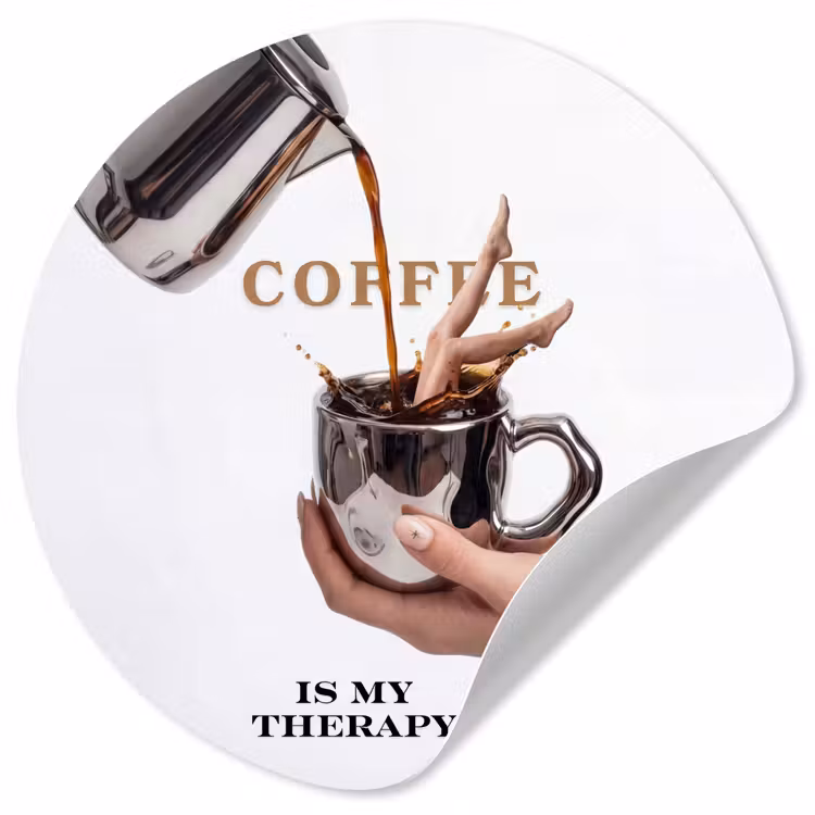 Koffie - Mok - Kan - Therapie Wandcirkel behangsticker klein -3d