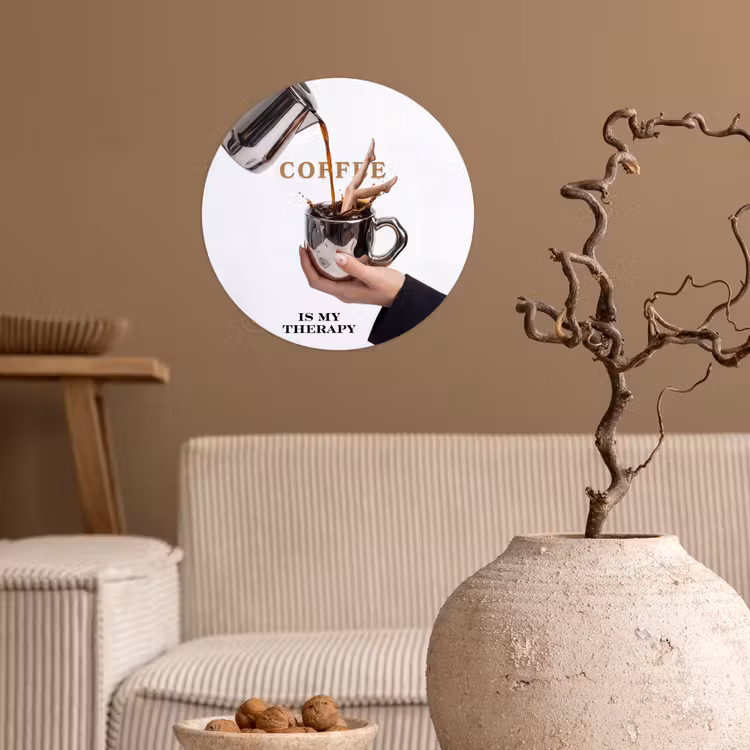 Koffie - Mok - Kan - Therapie Wandcirkel behangsticker klein -sfeer1