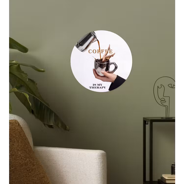 Koffie - Mok - Kan - Therapie Wandcirkel behangsticker klein -sfeer2