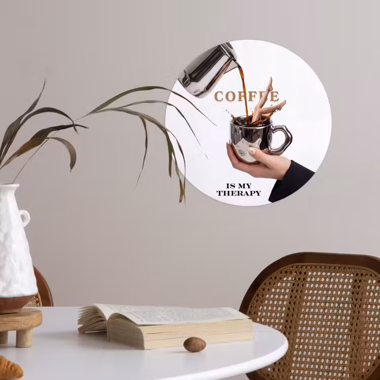 Koffie - Mok - Kan - Therapie Wandcirkel behangsticker klein -sfeer3