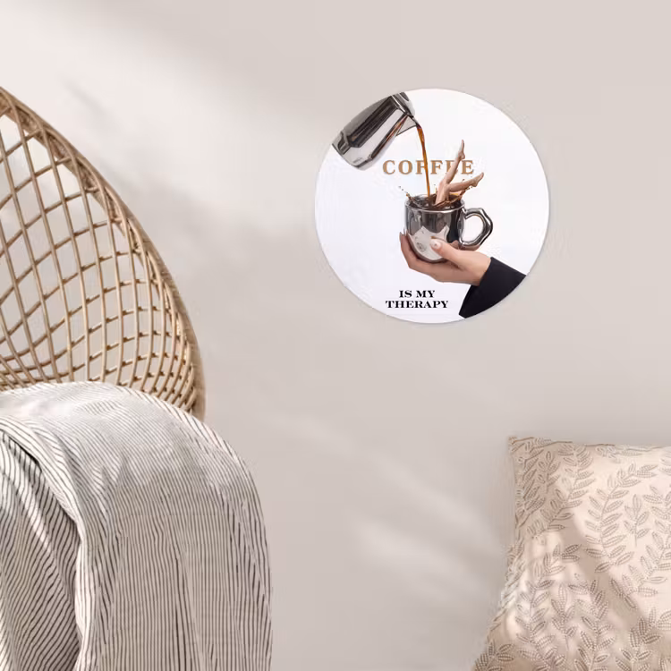 Koffie - Mok - Kan - Therapie Wandcirkel behangsticker klein -sfeer4