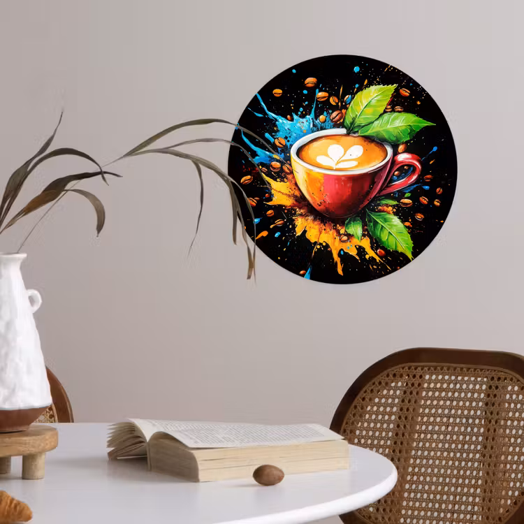 Koffie - Graffiti - Drinken - Abstract Wandcirkel behangsticker klein -sfeer3