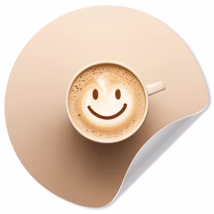 Koffie - Melkschuim - Lach - Beige Wandcirkel behangsticker klein -3d
