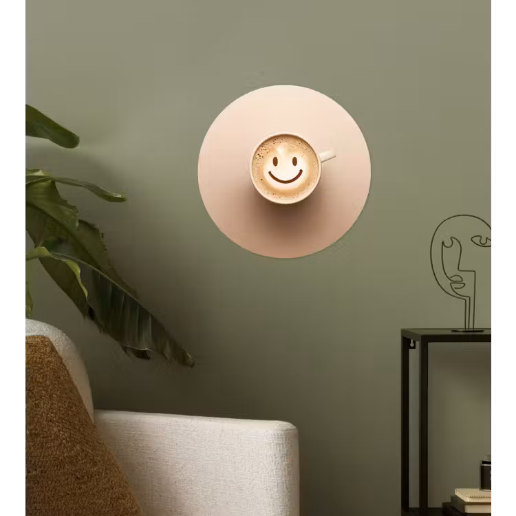 Koffie - Melkschuim - Lach - Beige Wandcirkel behangsticker klein -sfeer2