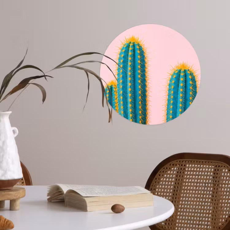 Cactussen - Modern - Pastel Wandcirkel behangsticker klein -sfeer3
