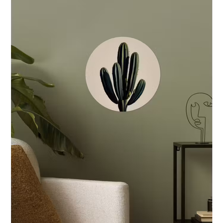 Cactus - Subtiel - Groen Wandcirkel behangsticker klein -sfeer2