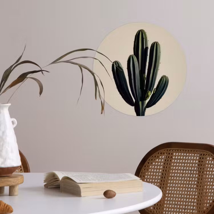 Cactus - Subtiel - Groen Wandcirkel behangsticker klein -sfeer3