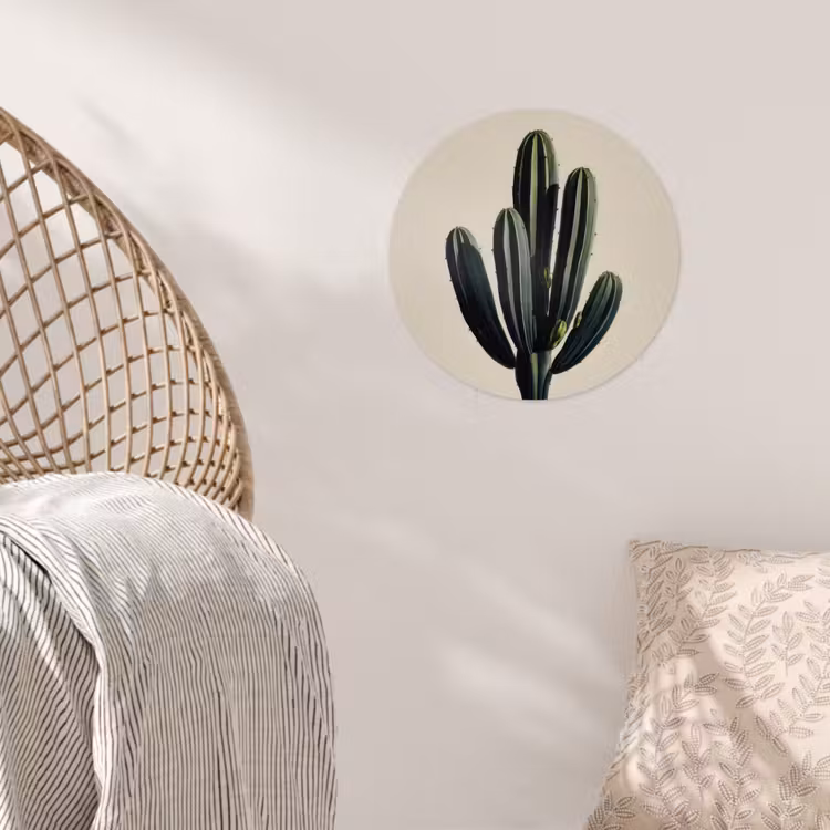 Cactus - Subtiel - Groen Wandcirkel behangsticker klein -sfeer4