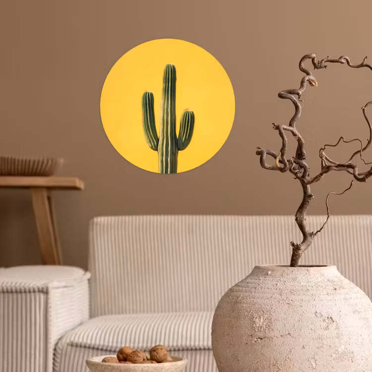 Cactus - Groen - Minimalistisch Wandcirkel behangsticker klein -sfeer1
