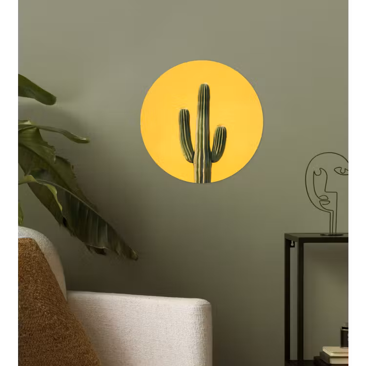 Cactus - Groen - Minimalistisch Wandcirkel behangsticker klein -sfeer2
