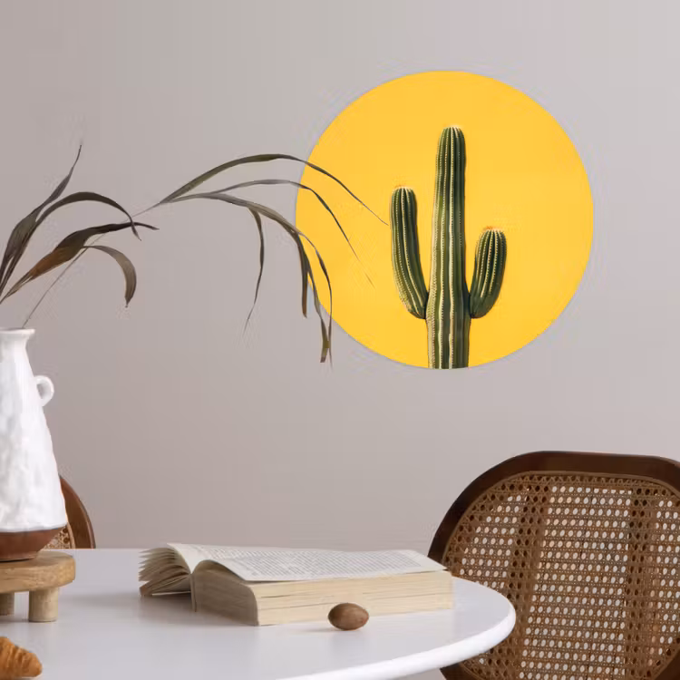 Cactus - Groen - Minimalistisch Wandcirkel behangsticker klein -sfeer3