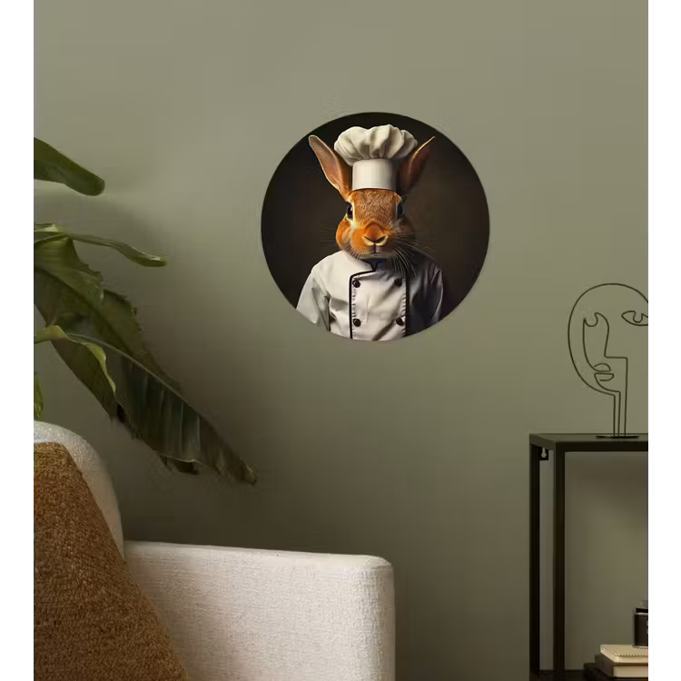 Konijn - Kok - Dier Wandcirkel behangsticker klein -sfeer2