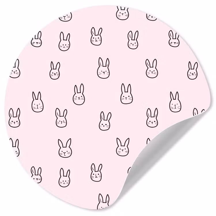 Konijnen - Minimalistisch - Roze Wandcirkel behangsticker klein 186 -3d