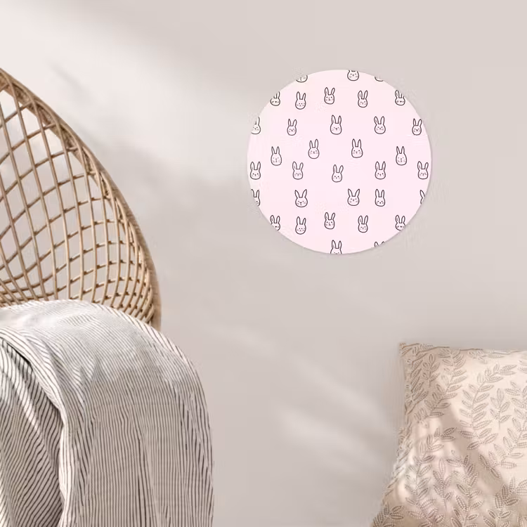 Konijnen - Minimalistisch - Roze Wandcirkel behangsticker klein 186 -sfeer4