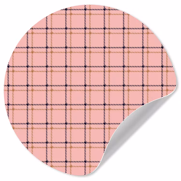 Plaid - Patroon - Gestreept - Roze Wandcirkel behangsticker klein 186 -3d