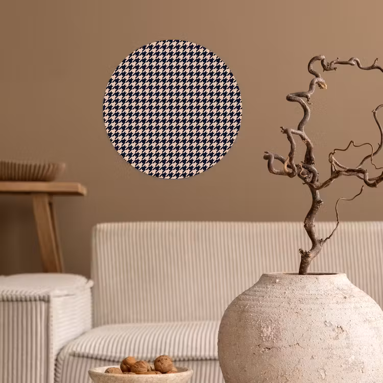 Plaid - Patroon - Ruit - Donkerblauw Wandcirkel behangsticker klein 186 -sfeer1
