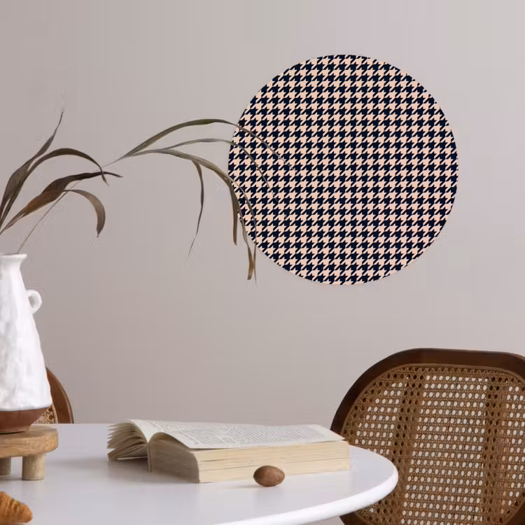 Plaid - Patroon - Ruit - Donkerblauw Wandcirkel behangsticker klein 186 -sfeer3
