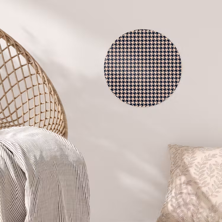 Plaid - Patroon - Ruit - Donkerblauw Wandcirkel behangsticker klein 186 -sfeer4