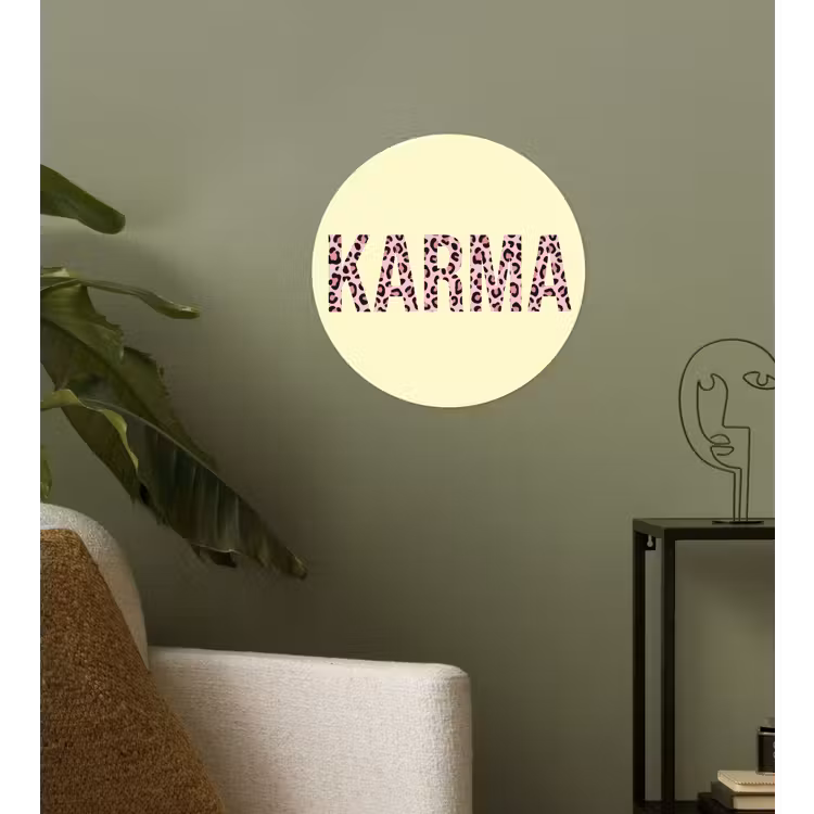 Karma - Luipaardprint - Geel Wandcirkel behangsticker klein -sfeer2