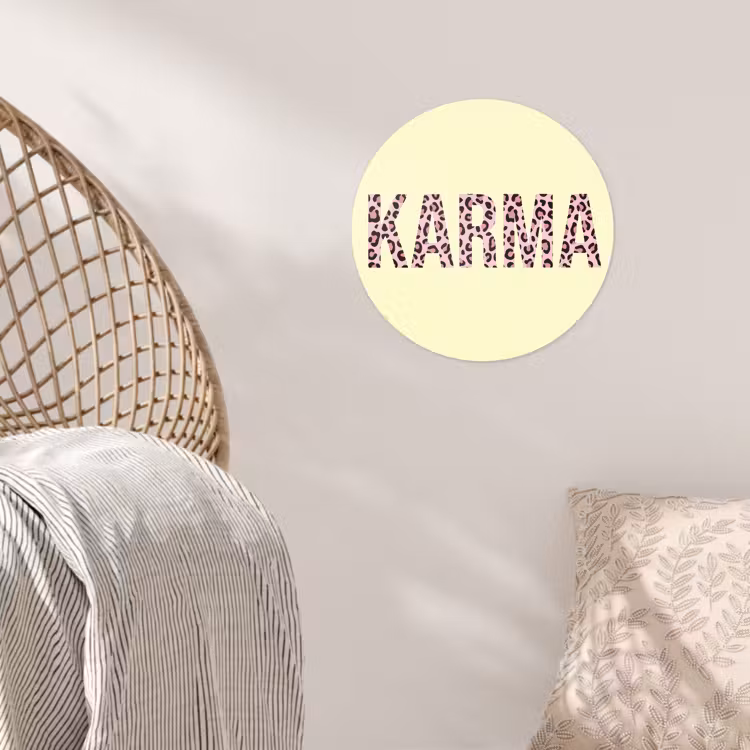 Karma - Luipaardprint - Geel Wandcirkel behangsticker klein -sfeer4