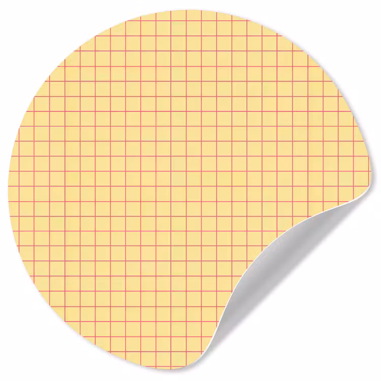 Ruitjes - Grid - Minimalistisch - Geel - Roze Wandcirkel behangsticker klein 186 -3d