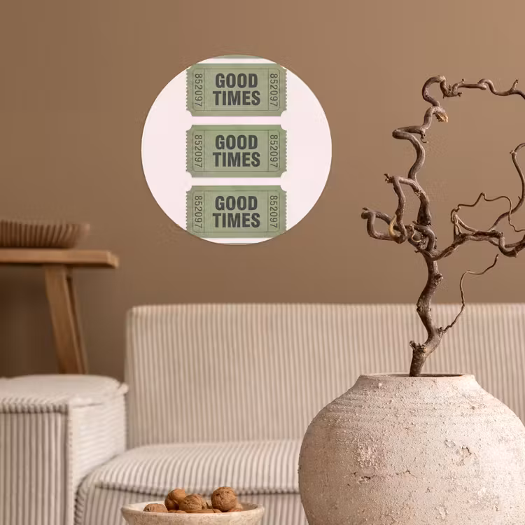 Kaartje - Vintage - Groen - Evenement - Collectie Wandcirkel behangsticker klein -sfeer1