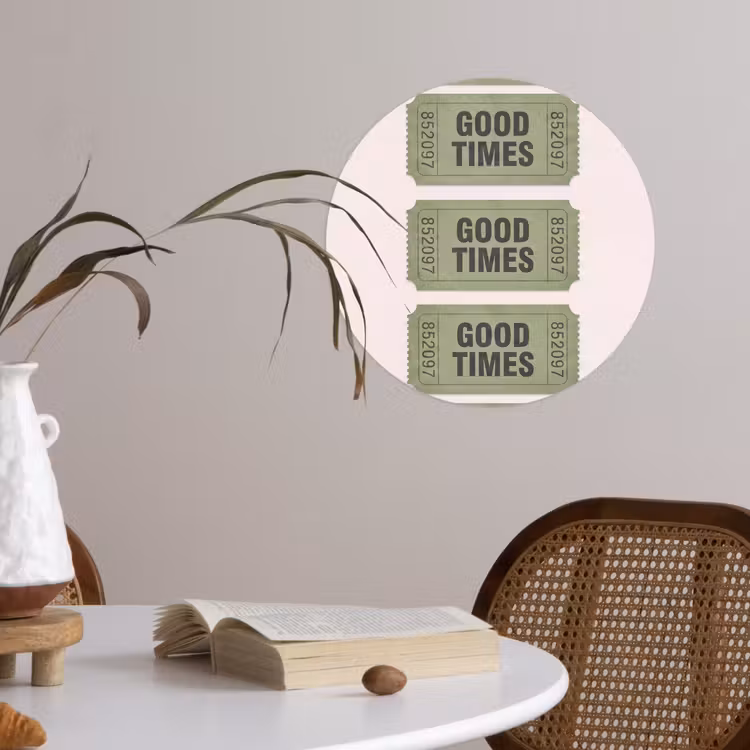 Kaartje - Vintage - Groen - Evenement - Collectie Wandcirkel behangsticker klein -sfeer3