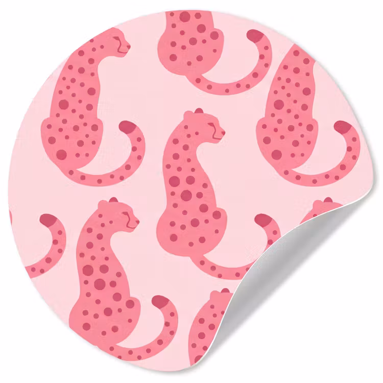 Kat - Gevlekt - Dieren - Patroon - Roze Wandcirkel behangsticker klein -3d
