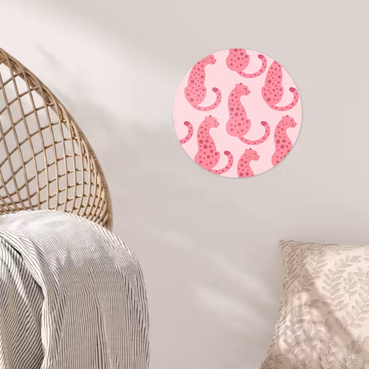 Kat - Gevlekt - Dieren - Patroon - Roze Wandcirkel behangsticker klein -sfeer4