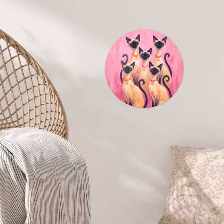 Kat - Groep - Dieren - Modern - Roze Wandcirkel behangsticker klein -sfeer4