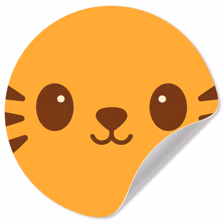 Kat - Simplistisch - Oranje - Vrolijk Wandcirkel behangsticker klein -3d