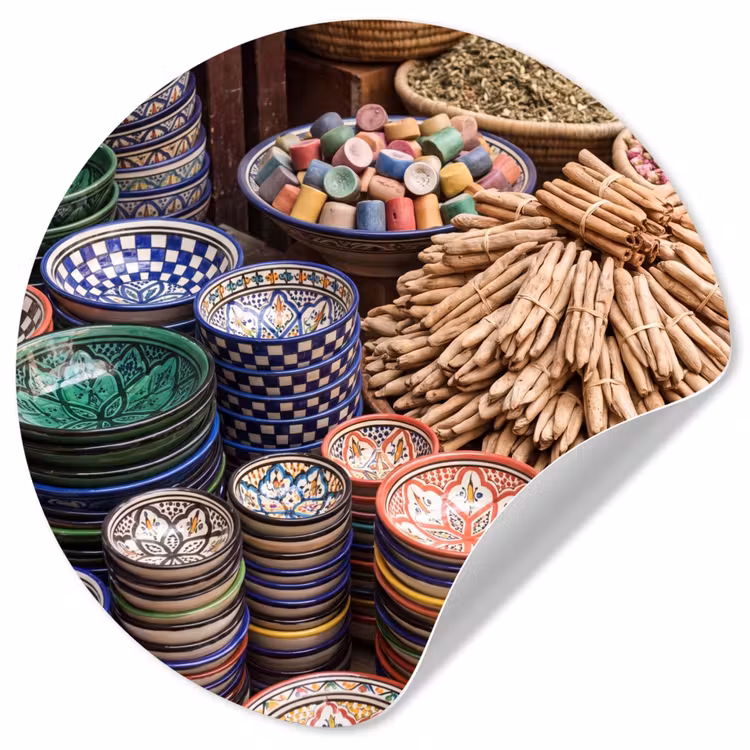 Runde Tapete - Keramik – Orientalisch – Farbenfroh - Aardewerk - Oosters - Kleurrijk Wandcirkel behangsticker klein