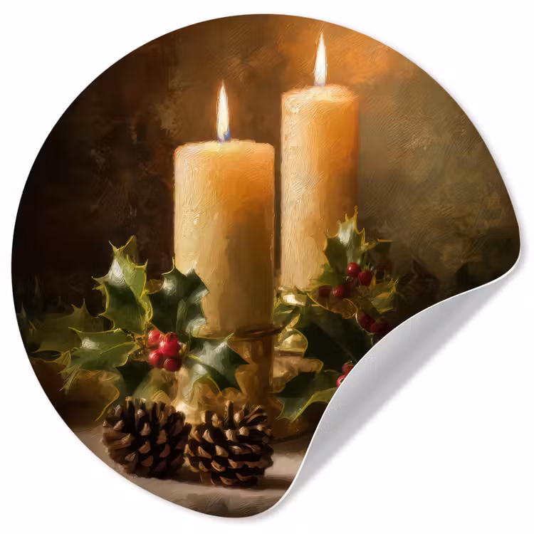 Kaarslicht - Kerst - Veelkleurig Wandcirkel behangsticker klein -3d