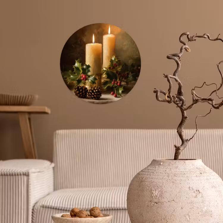 Kaarslicht - Kerst - Veelkleurig Wandcirkel behangsticker klein -sfeer1