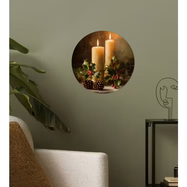 Kaarslicht - Kerst - Veelkleurig Wandcirkel behangsticker klein -sfeer2