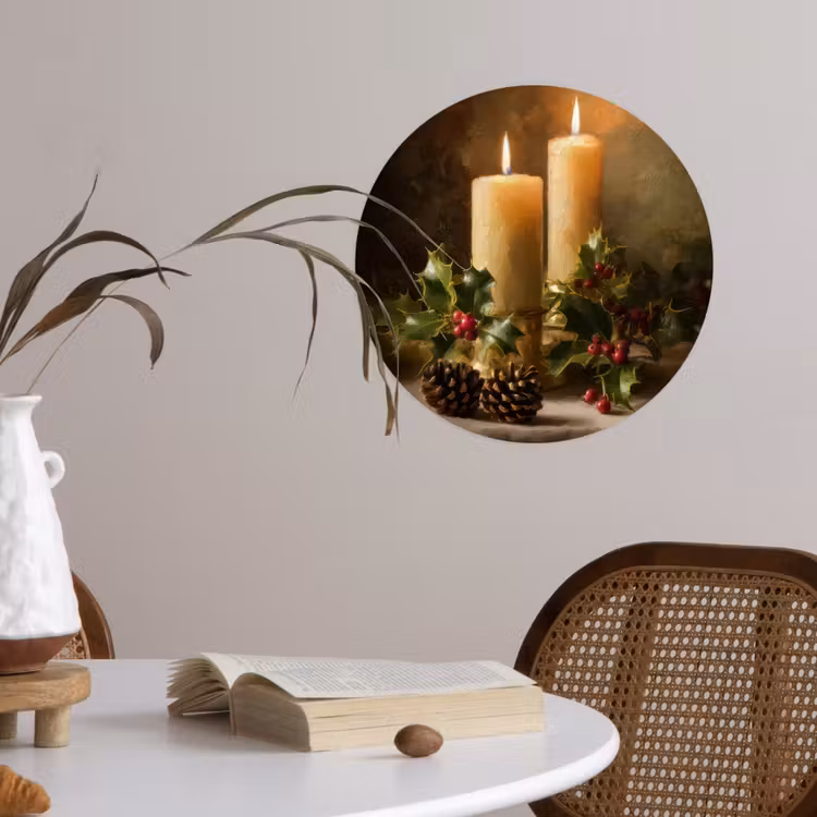 Kaarslicht - Kerst - Veelkleurig Wandcirkel behangsticker klein -sfeer3