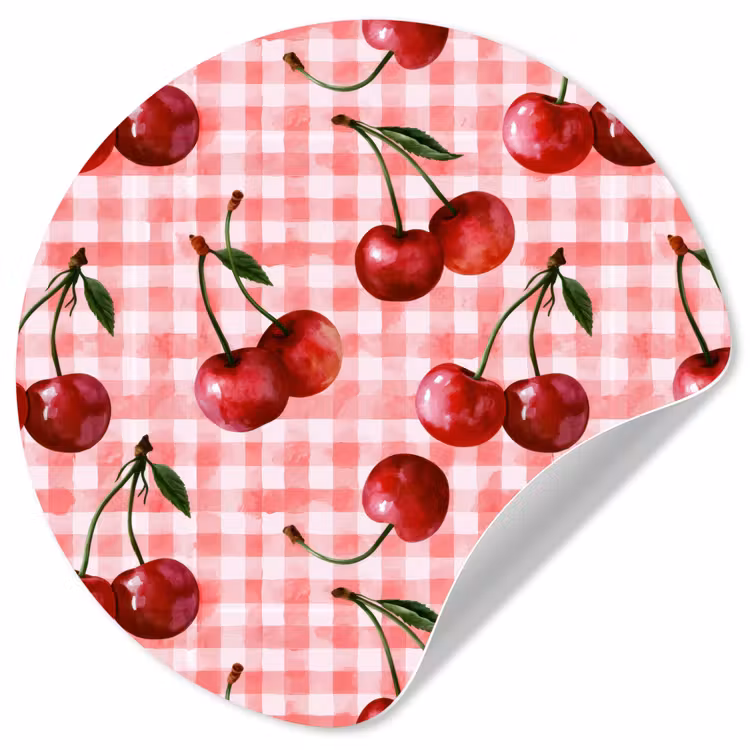 Kersen - Blokken - Rood Wandcirkel behangsticker klein 186 -3d