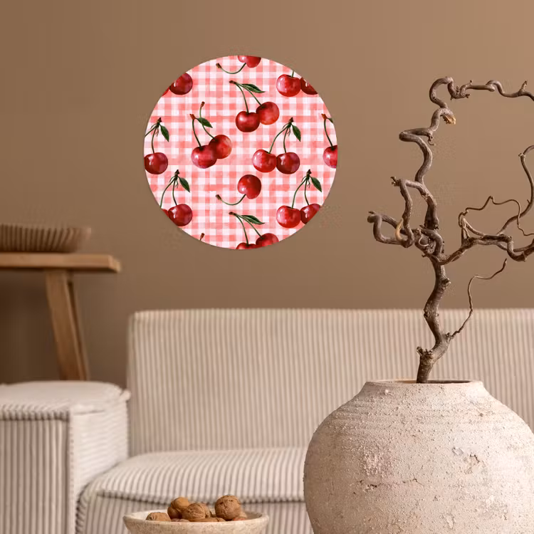 Kersen - Blokken - Rood Wandcirkel behangsticker klein 186 -sfeer1
