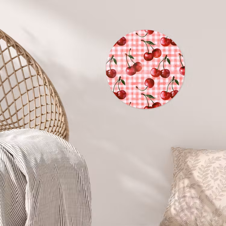 Kersen - Blokken - Rood Wandcirkel behangsticker klein 186 -sfeer4