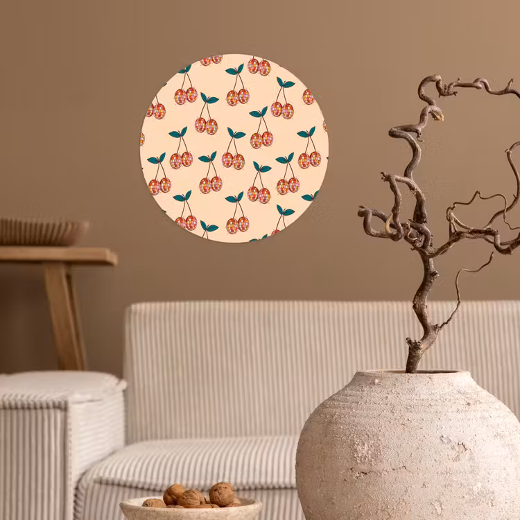 Kers - Disco - Patroon Wandcirkel behangsticker klein 186 -sfeer1