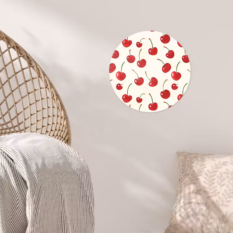 Kersen - Minimalistisch - Rood Wandcirkel behangsticker klein 186 -sfeer4