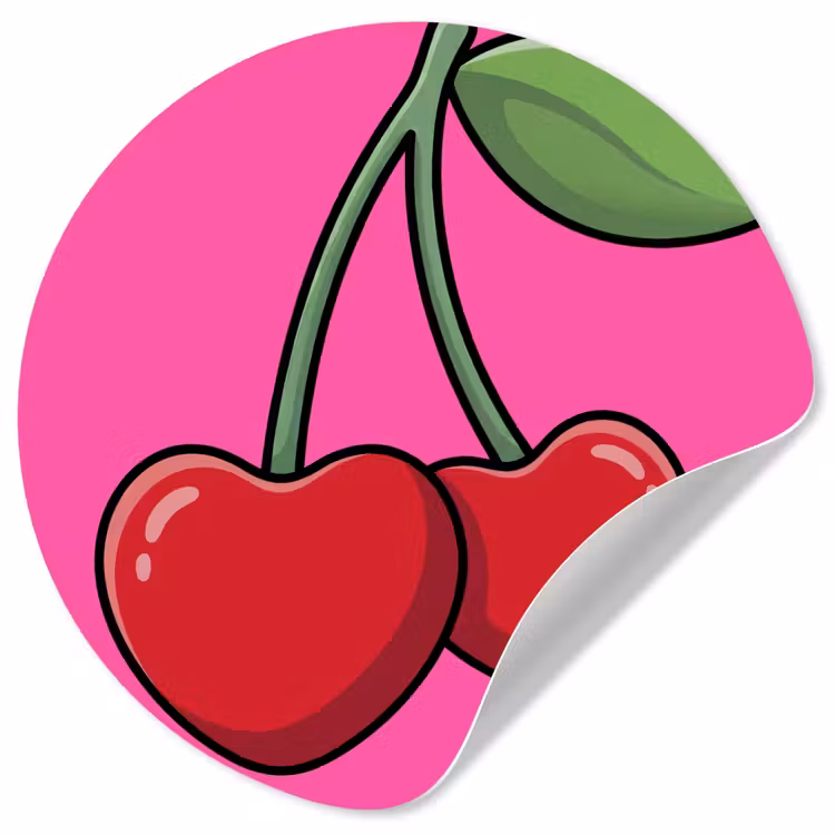 Kers - Roze - Fruit Wandcirkel behangsticker klein -3d