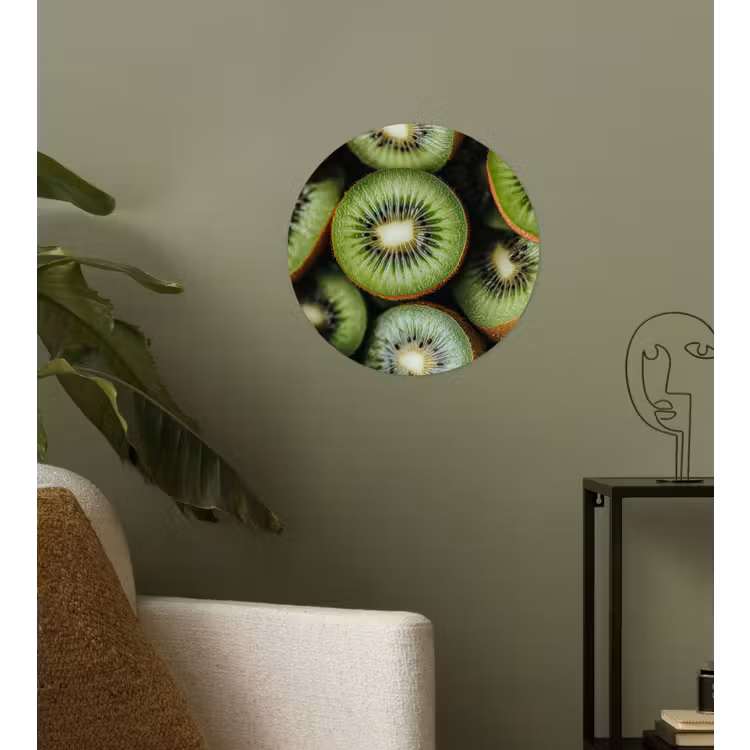 Kiwi - Fruit - Groen Wandcirkel behangsticker klein -sfeer2