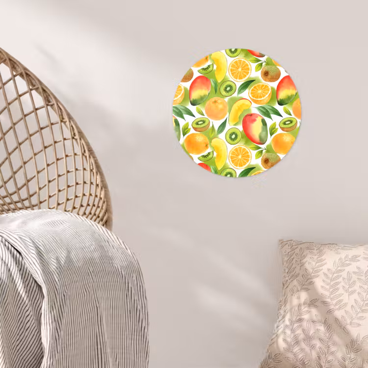 Kiwi - Sinasappel - Mango - Perzik Wandcirkel behangsticker klein 186 -sfeer4