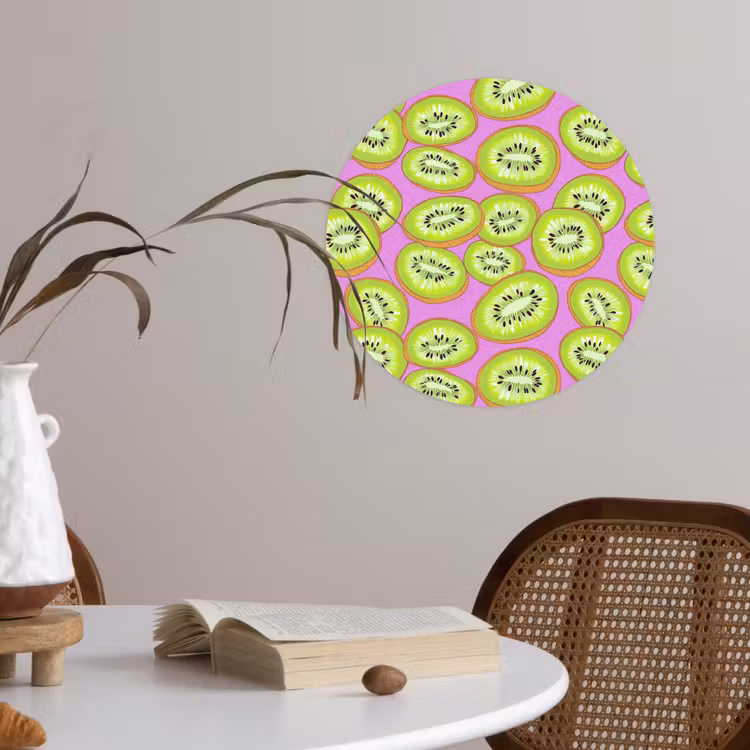 Kiwi - Speels - Groen Wandcirkel behangsticker klein 186 -sfeer3