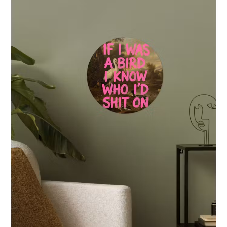 Klassiek - Humor - Roze Wandcirkel behangsticker klein -sfeer2